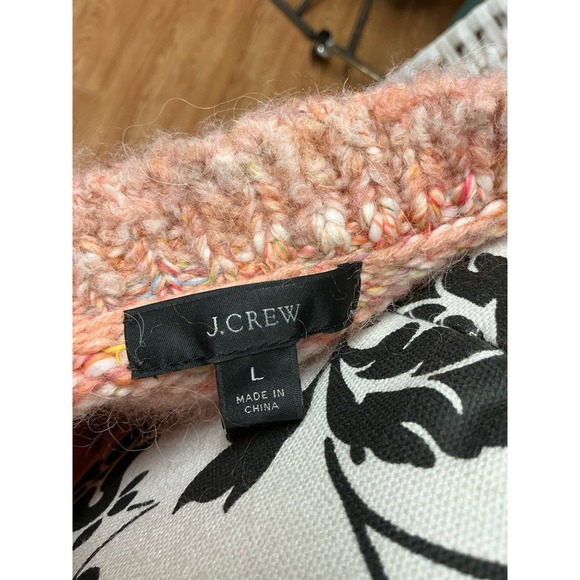 J Crew Puff Sleeve V Neck Sweater Pink Space Dye Women's L Wool Alpaca Blend - Picture 5 of 5